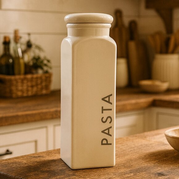 Vintage Large Ceramic Pasta Canister From Claire Wilson's "Point Claire" Country - Picture 2 of 10